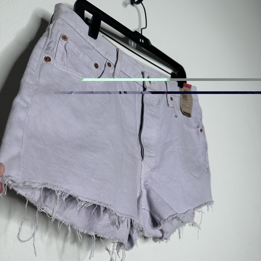NWT Levis 501 Cut Off Shorts Womens Size 33 Lavender Purple High Rise Button Fly - Picture 3 of 7